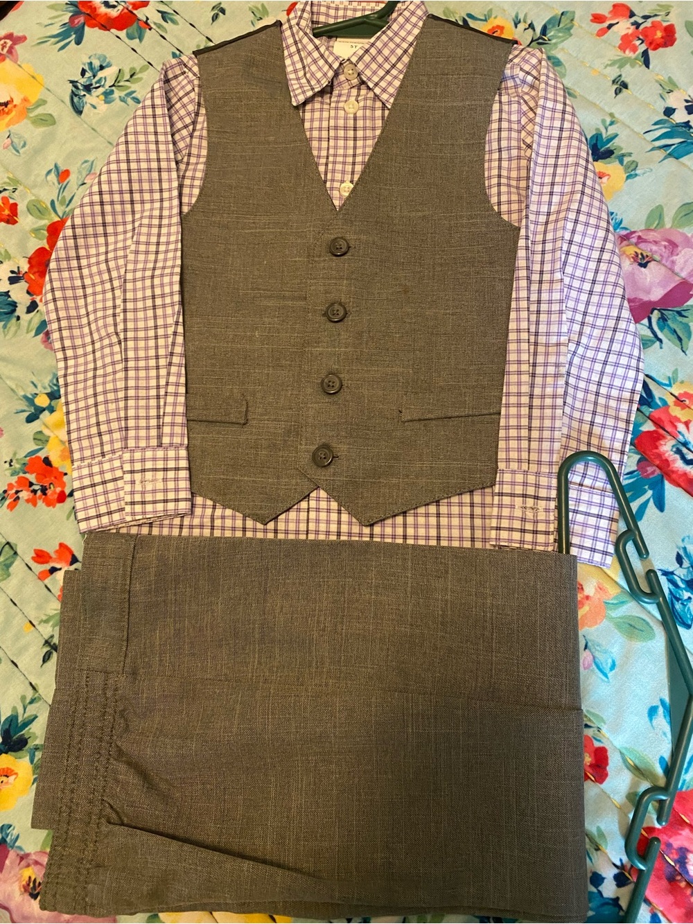 Classic boys gray Suit Vest & Pants - Brown